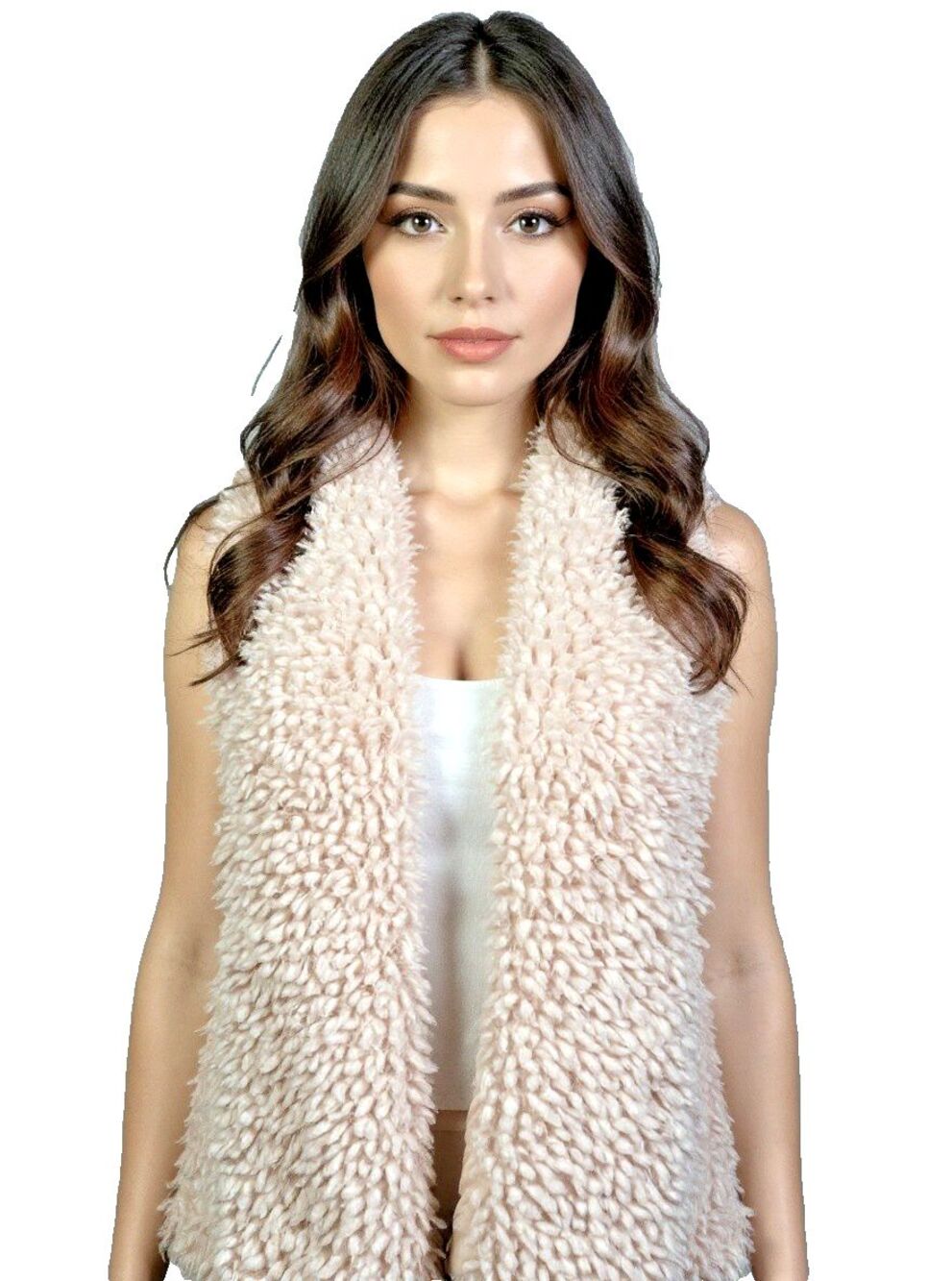 Favlux Fashion Small Faux Fur Vest Blush Pink